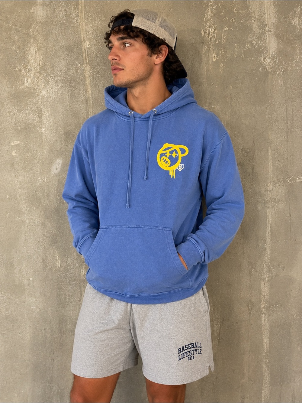 Baseball Lifestyle 101 Blue Graphic Hoodie Medium Premium Baseball Streetwear